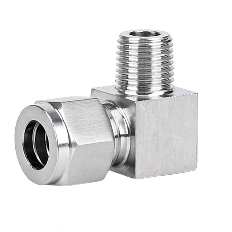 Tanqi 304 Stainless Steel Compression Fitting Right Angle Bend Terminal High Pressure Elbow ZG3/8-Φ8MM (5 pieces)