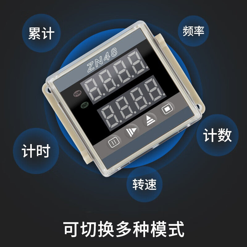 Ouhuayuan Time Relay Counter Accumulator Speed and Frequency Intelligent Dual Digital Display Meter 24 220V ZN48 AC220V