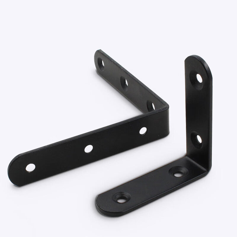 Deqi Thickened Stainless Steel Black Triangular Bracket L-Shaped Right Angle Corner Bracket Fixing Component Shelf Support L-Shaped Corner Bracket 25*25mm (10 pieces)