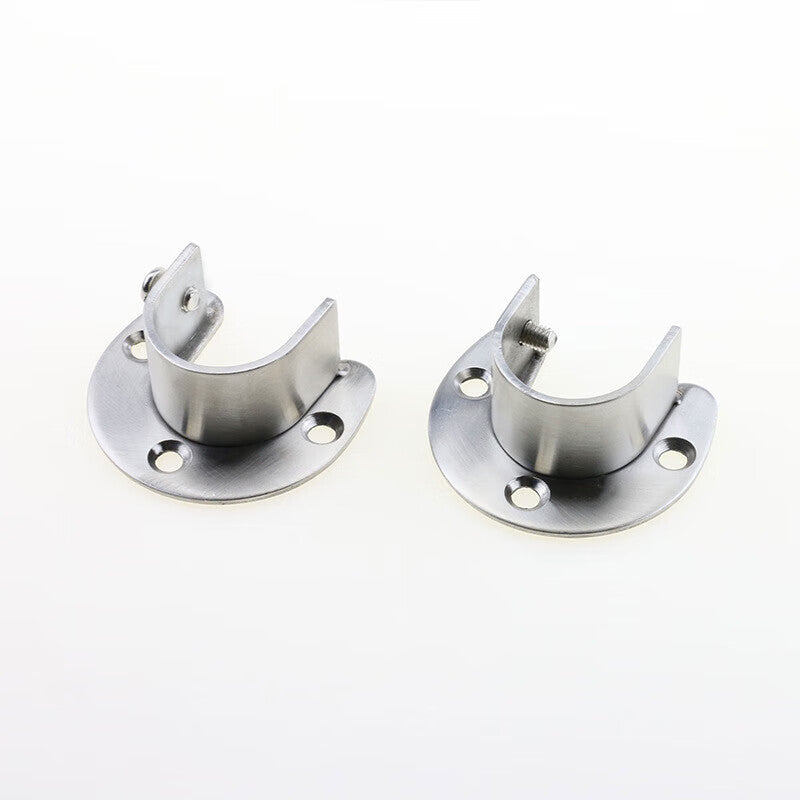 Masford Thickened Stainless Steel Open Flange Seat for Clothes Rods and Wardrobes, Round Tube Seat for Clothes Rods *1 Pack, 2 x 22mm + 2 Sets of Mounting Screws