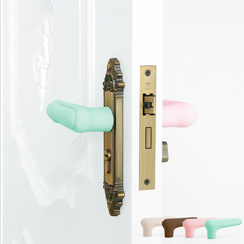 Jingu Lao Door Handle Protective Cover, L-shaped Anti-collision Child Safety Silicone Door Handle Glove, Beige, 2 Pieces, KZS-1117