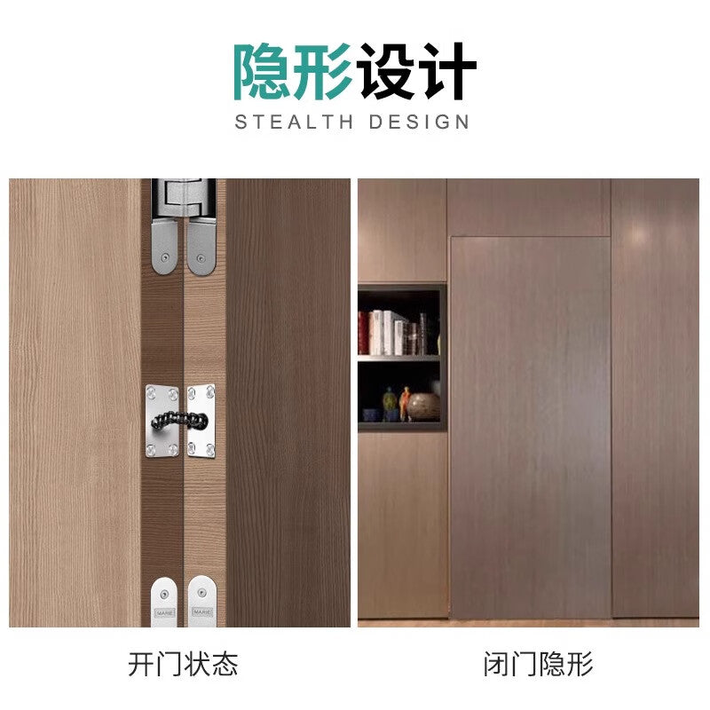 Concealed door closer with spring, hidden mechanism, automatic door closer, concealed device, bright chrome stainless steel.