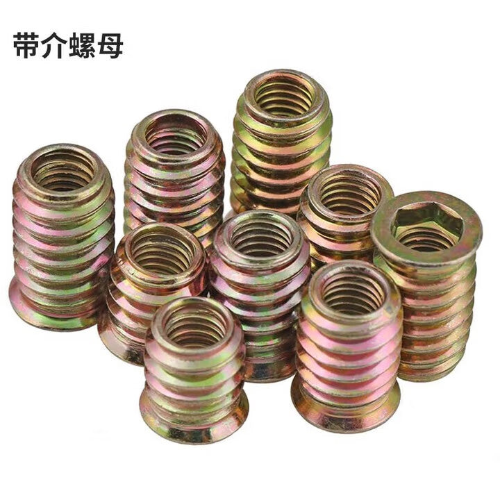 Yongli Shang pre-embedded iron internal and external thread furniture nuts with zinc-coated internal and external thread, 8*13 (10 pieces)