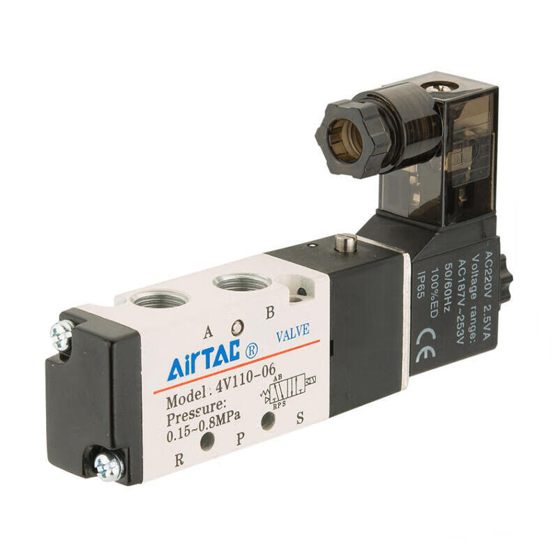 AirTAC internal pilot solenoid valve, 2-position 5-way, single solenoid, DIN socket; 4V11006A