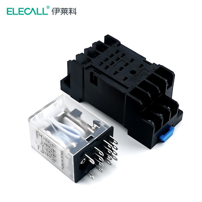 ELECALL HH54P small intermediate relay AC four open four closed with light and base electromagnetic relay set 14 feet MY4NJ AC36V