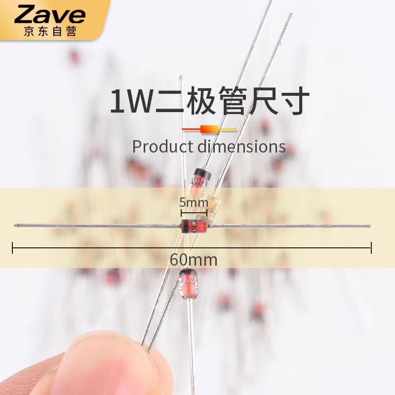 ZAVE through-hole Zener diodes, 25 types, 1W Zener diodes, 10 of each type.