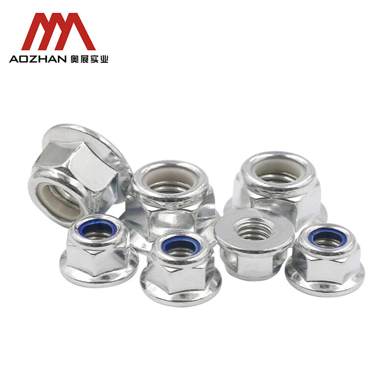 AOZHAN 304 Stainless Steel DIN6926 Nylon Flange Locking Nuts, Full Series, M5, 1700 pieces/box