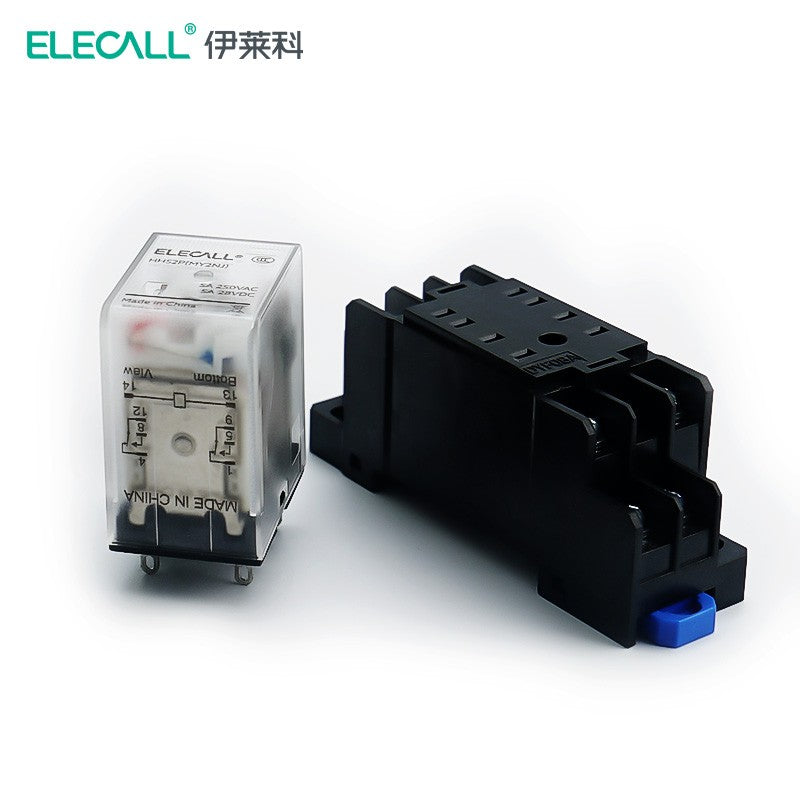 ELECALL HH52P small intermediate relay AC two open and two closed with light and base electromagnetic relay set 8 feet MY2NJ AC110V