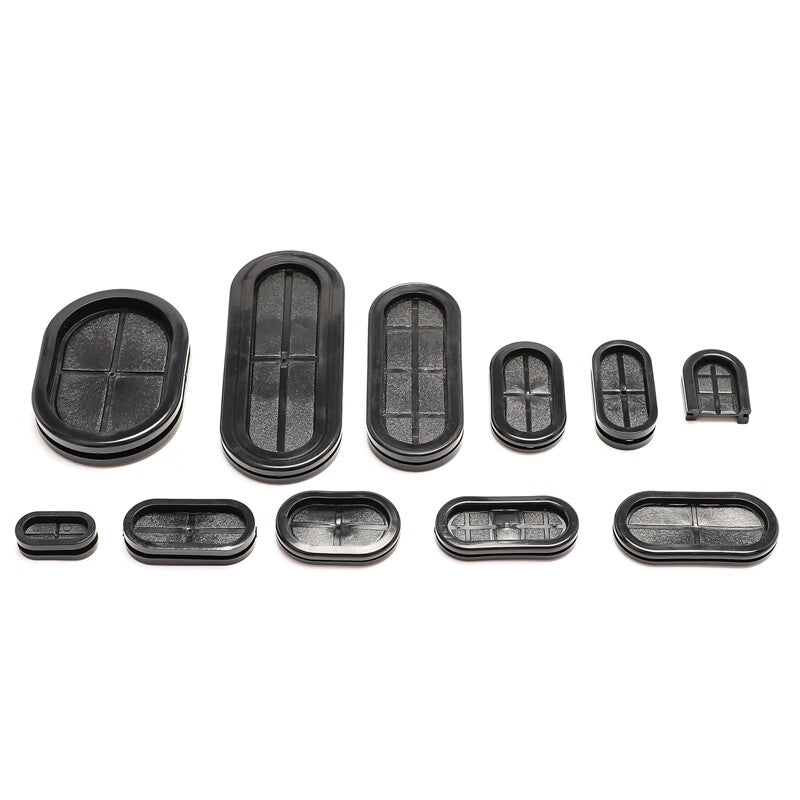 Ren Dian oval-shaped coil protector, elongated oval shape, environmentally friendly rubber double-sided dustproof wire exit ring, environmentally friendly 20*50mm opening (10 holes).