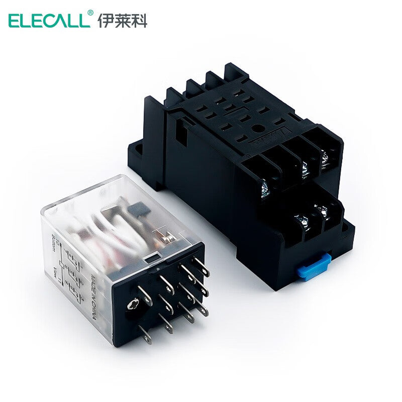 ELECALL HH53P small intermediate relay AC three-open three-closed with light and base electromagnetic relay set 11 feet MY3NJ AC110V