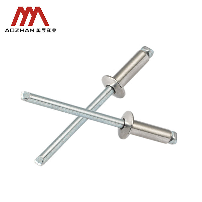 AOZHAN 304 Stainless Steel GB12618 Semi-Stainless Steel Open-Type Flat Round Head Blind Rivets GPH 3.2*7 (1500 pieces/box)