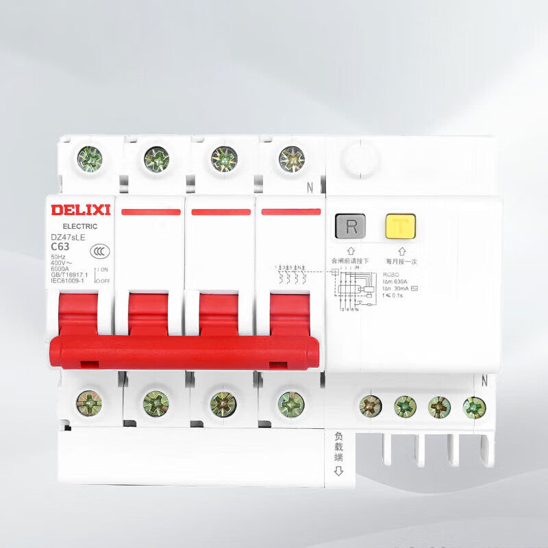 Delixi DZ47SLE 4P C 63A Leakage Protection Circuit Breaker