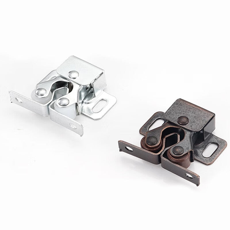 Deqi cabinet door catches, wardrobe and kitchen door clips, small magnetic cabinet door catches, flat bottom, silver (10 pieces)