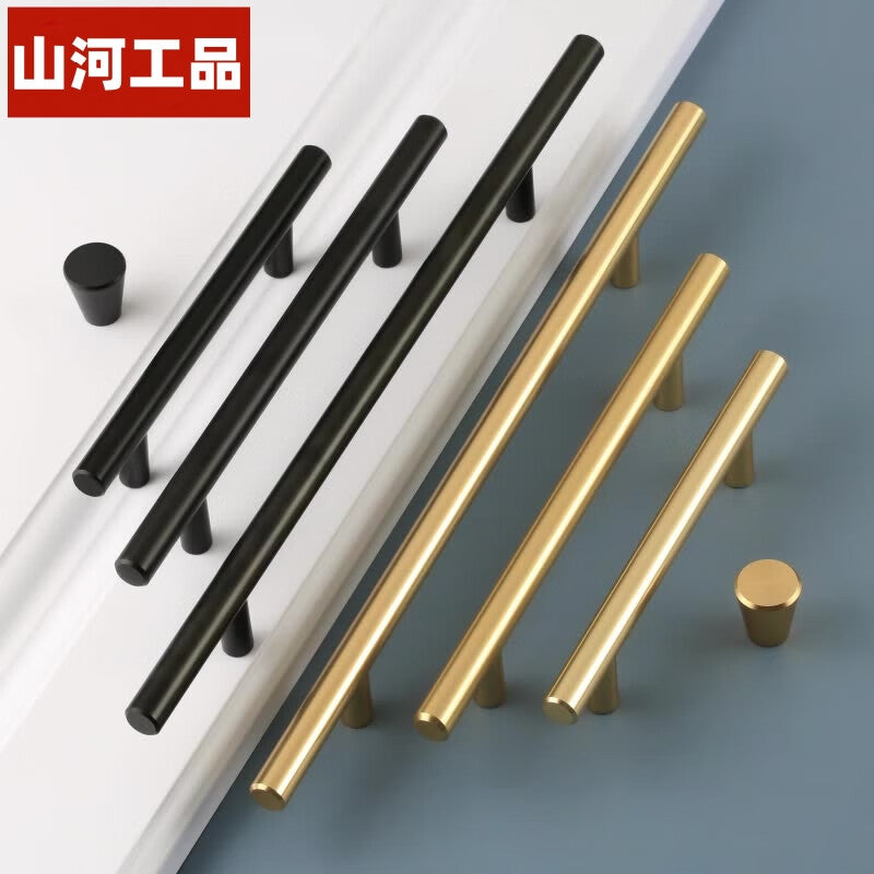 Shanhe Industrial Products - Simple European Style Cabinet Round Handles, Drawer and Wardrobe Door Handles, Furniture Hardware - Black 6808-192 Hole Spacing