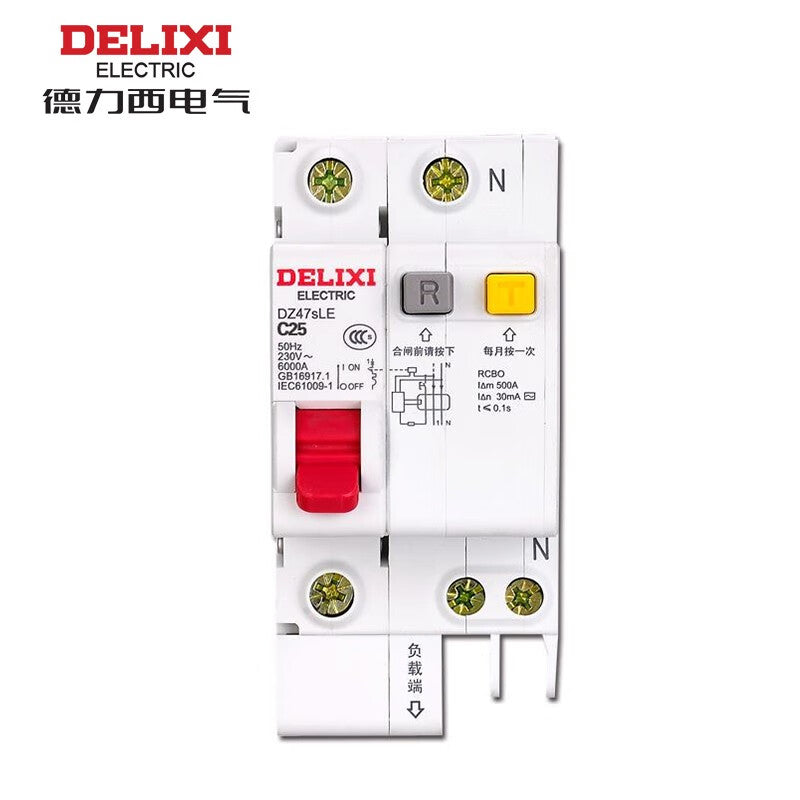 Delixi DZ47sLE 1P+NC 25A 6KA 30mA electronic AC 230VAC DZ47SLEN1C25 miniature leakage protection circuit breaker