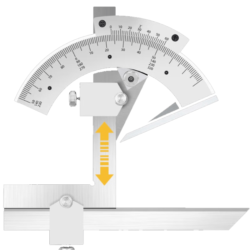 Mitz Carbon Steel Angle Ruler, High-Precision Stainless Steel Vernier Caliper, Multi-functional Protractor, Precision Angle Ruler, 0-360° Parallax-Free / Stainless Steel Upgraded Version
