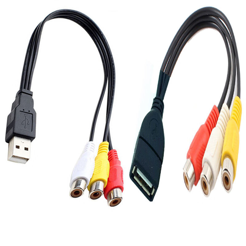 Ouhuayuan AV cable DVD cable TV one-to-three RCA video and audio connection cable USB adapter cable 1.5m USB male to three RCA male cable