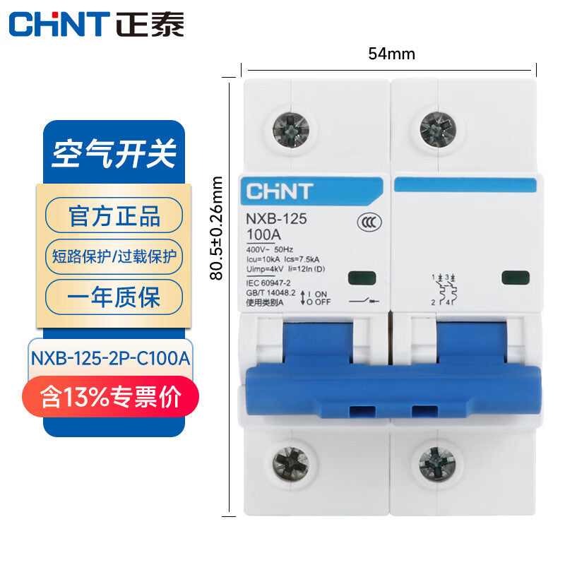 Chint NXB-125 Series 2P 100A Circuit Breaker Air Switch
