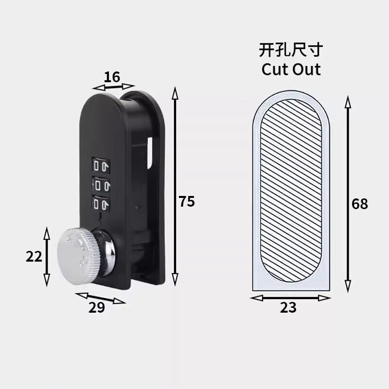 Turntable combination lock for office desks, cabinets, drawers, triple locks, filing cabinets, and wardrobes; left-hand opening, right-opening (pack of three)
