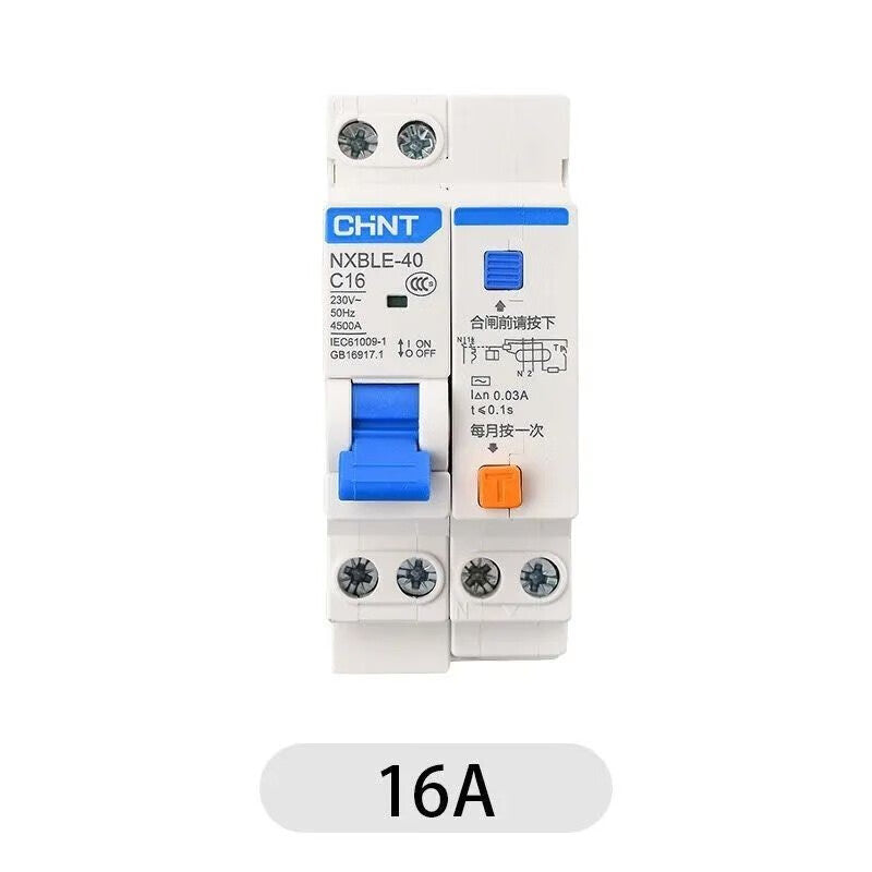 Chint NXBLE-40 1P+N C16 Circuit Breaker 4.5kA 0.03A