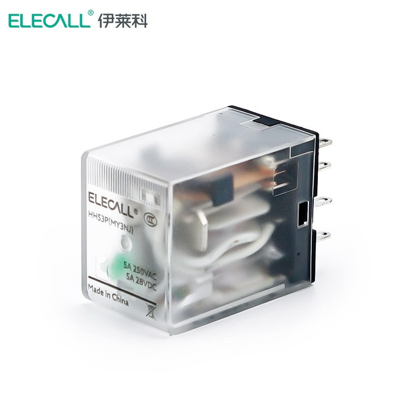 ELECALL HH53P small intermediate relay DC three open and three closed with light without base electromagnetic relay set 11 feet MY3NJ DC24V