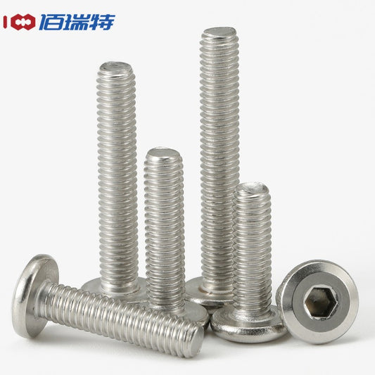 Bairuit 304 Stainless Steel Flat Head Chamfered Socket Head Screws, Flat Round Head Beveled Bolts, Large Countersunk Head Screws M4*25 [10pcs]