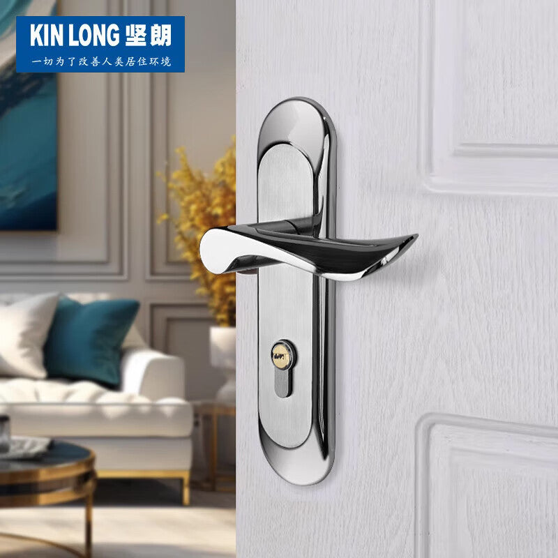Kinlong (KIN LONG) door locks, single latch, stainless steel door handles, universal locks for home and indoor wooden doors, hardware reinforcement.