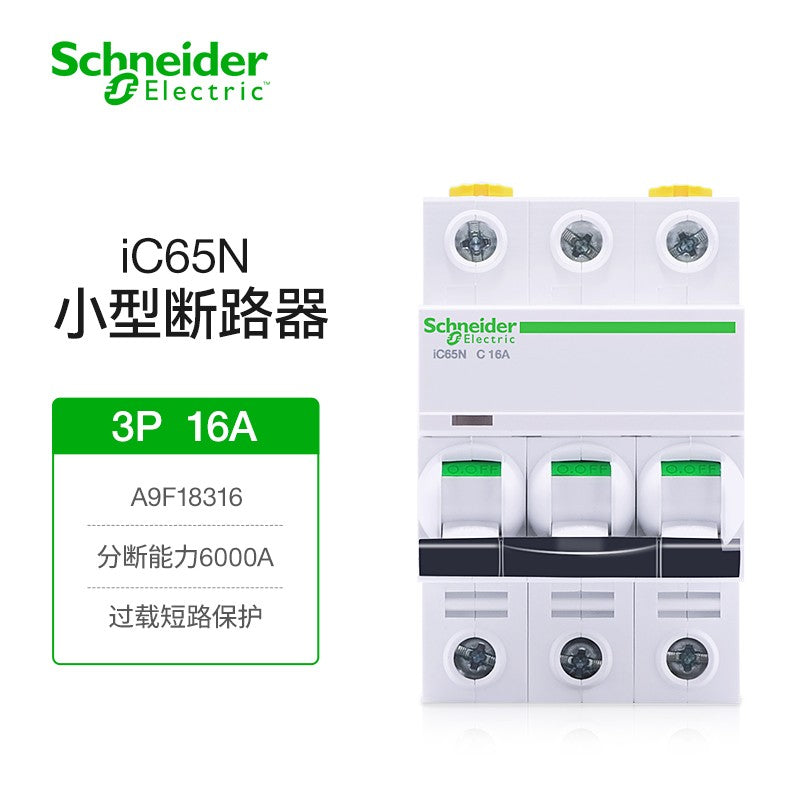 Schneider Electric iC65N 3P 16A Circuit Breaker 6000A A9F18316