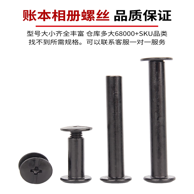 GUWANJI 304 Black Stainless Steel Threaded Screws and Nuts, M5x28 (with matching 4x6 female rivets) [50 sets]