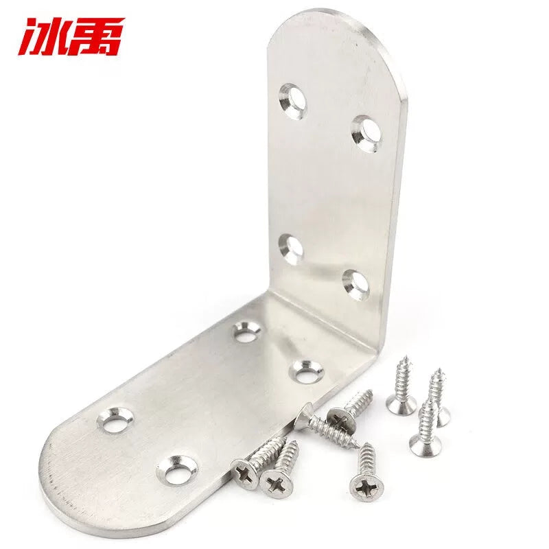 Bingyu Right Angle Bracket, Stainless Steel 90-Degree L-Shaped Bracket, Shelf Support Connector, Rounded Edge, 8 Holes, 85*85*38*2.5mm, 5 Pieces, BH-596 [3]