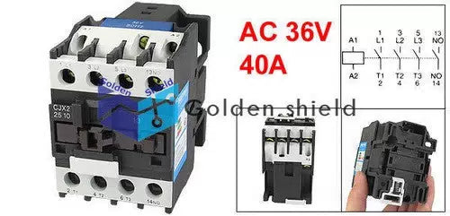 CJX2-2510 3Phase 3P NO AC Contactor DIN Rail Mount 36V Coil 660V 40A [2]