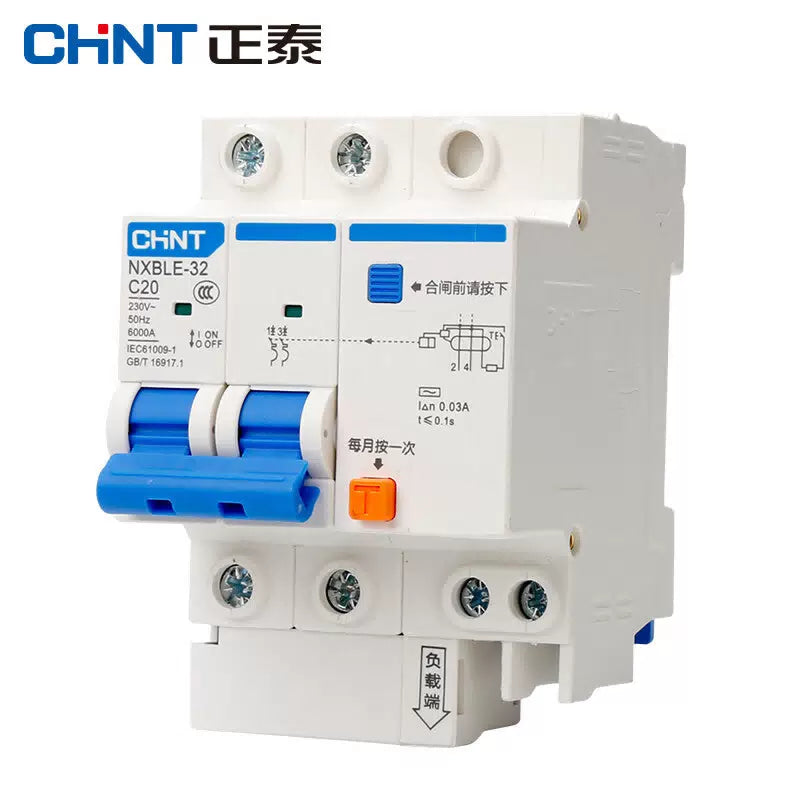 Chint (CHNT) NXBLE-32-2P-C20-30mA-6kA small leakage protection circuit breaker leakage protection air switch 2P 20A [3]