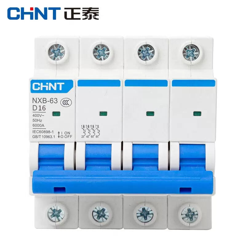 Chint (CHNT) NXB-63-4P-D16 air switch D-type overload DZ47 upgraded small circuit breaker 4P D16 [1]