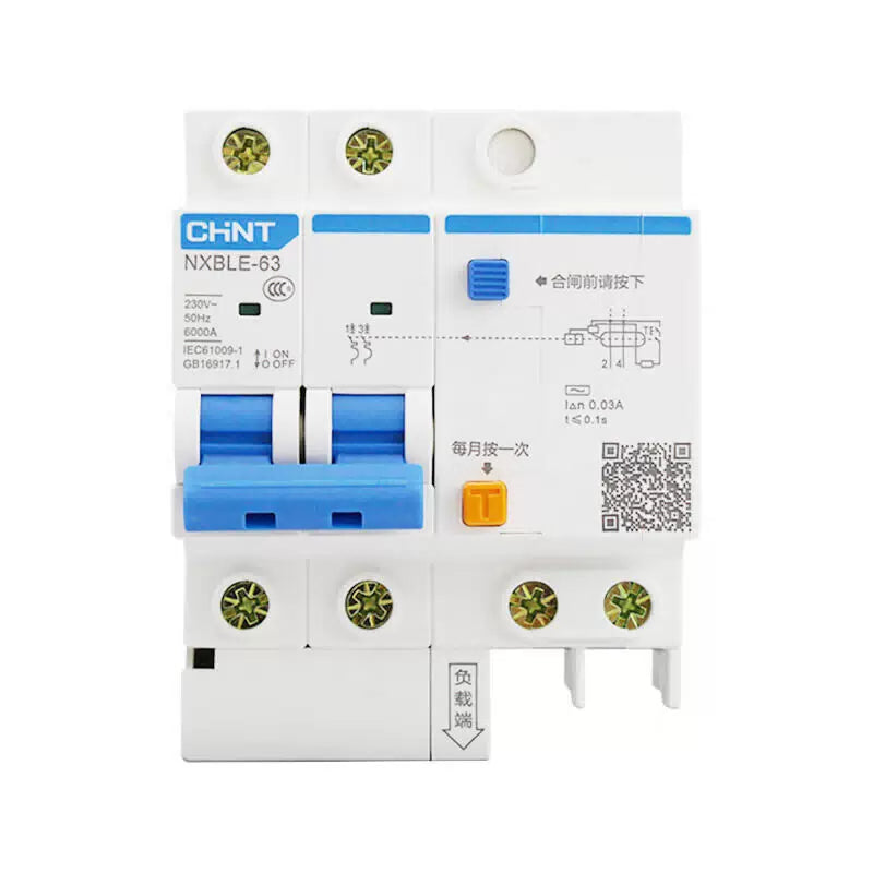 Chint residual current operated circuit breaker; NXBLE-63 2P D63 30mA 6kA [1]