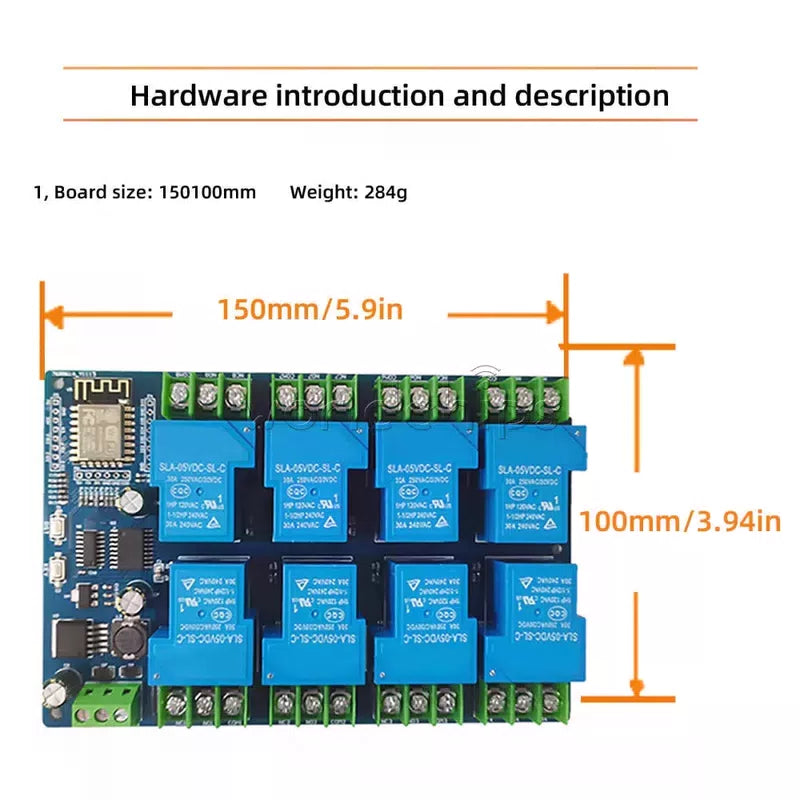DC7-28V / DC5V ESP8266 WiFi 8 Channel 30A Relay Module ESP-12F Development Board [5]