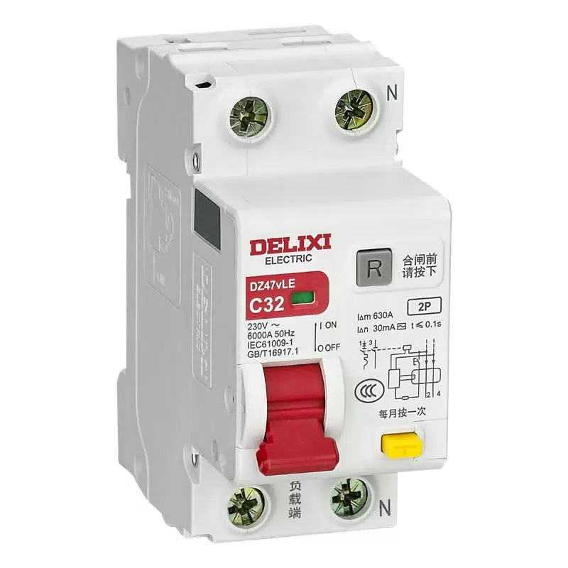 Delixi Electric Dengfeng series small leakage protection circuit breaker DZ47vLE2PC type 10A100mAAC type [1]