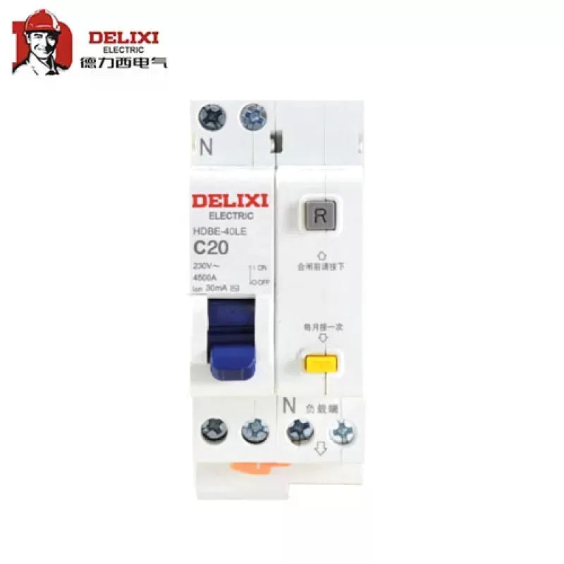 Delixi Electric HDBE-40LE phase line + neutral line leakage circuit breaker HDBE-40LE 1P+N D type 25A TM [1]
