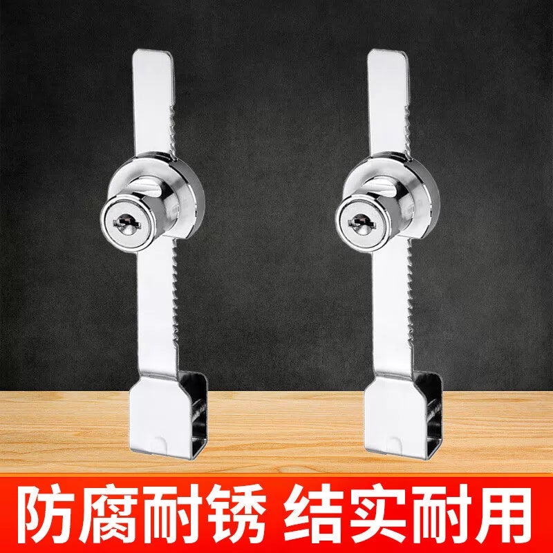 Deqi No-Drill Glass Cabinet Lock, Glass Sliding Door Serrated Lock, Display Case Glass Lock, 318 Through-Opening [2]