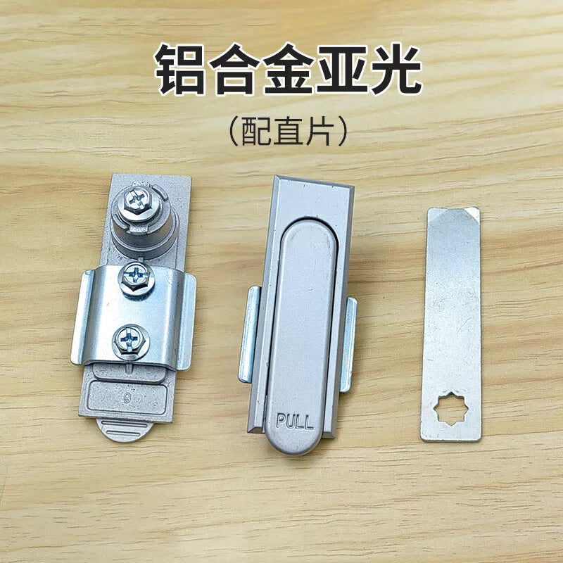 Deqi electrical cabinet/distribution box door handle lock, equipment door/chassis/cabinet flat lock, industrial property cabinet door lock MS717 aluminum alloy matte finish (with straight blade). [2]