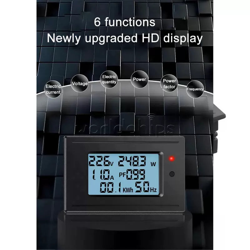 Digital LCD Electrical AC Combo Meter Voltage Current Amp KWh Watt Power Monitor [5]