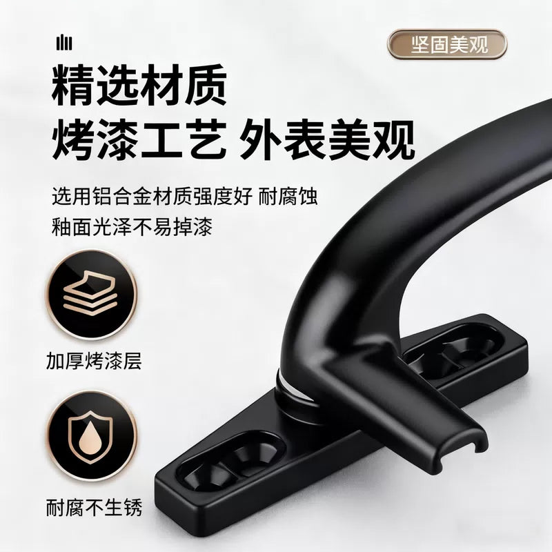 Duo 50 type casement window aluminum alloy handle, outward push-opening window handle, push-pull handle, 7-shaped handle, black right handle [4]