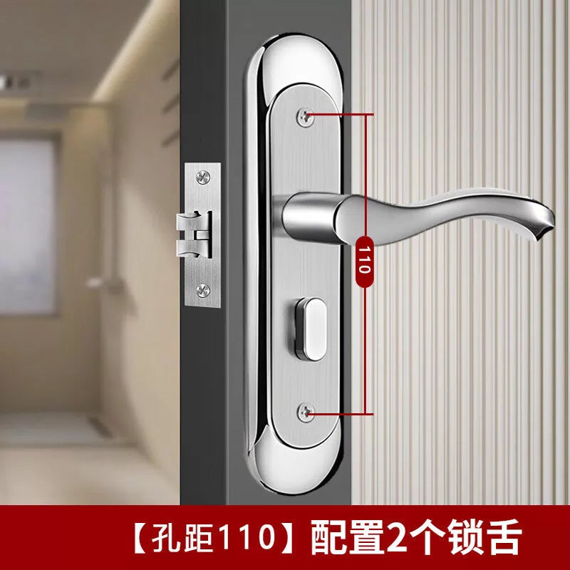Honggong bathroom door lock, toilet lock, bathroom lock, universal indoor door handle, single tongue, 110mm hole spacing [3]