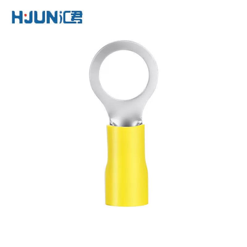Huijun O-type pre-insulated terminal cold-pressed brass tin-plated European-style pre-insulated copper lug RV3.5-8 yellow 500 pieces [1]