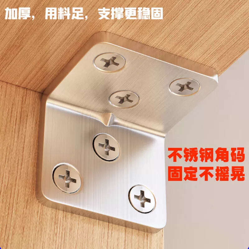 Junwen Stainless Steel Thickened Multi-functional Right Angle Fixer Angle Iron Bracket Shelf Support Large Size 6 Holes 10 Pieces [3]