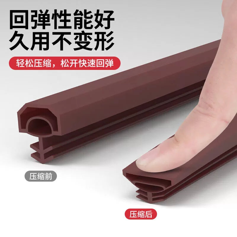 Milage bedroom door slotted sealing strip, bedroom wooden door anti-collision and sound insulation strip, interior door side and door frame windproof and dustproof strip, brown - semi-circular 8*8 [5  [4]