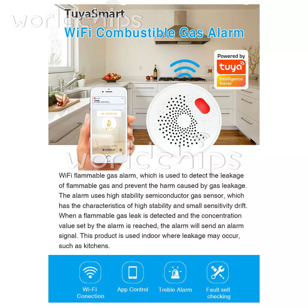 Natural Gas Sensor Combustible /Household Smart WiFi Gas Detector Leakage Alarm [9]