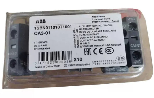 Pack/10pieces ABB Contactor Accessory Normally Auxiliary Contact CA3-01 1NC [1]