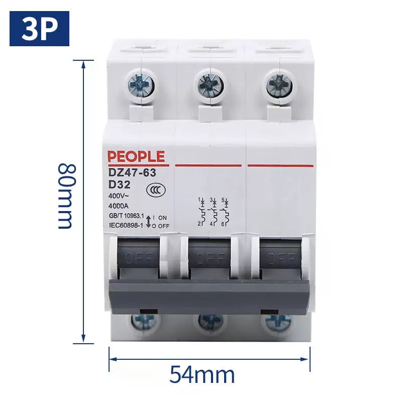 People's Electrical DZ47-63 Circuit Breaker 3P 20A [2]