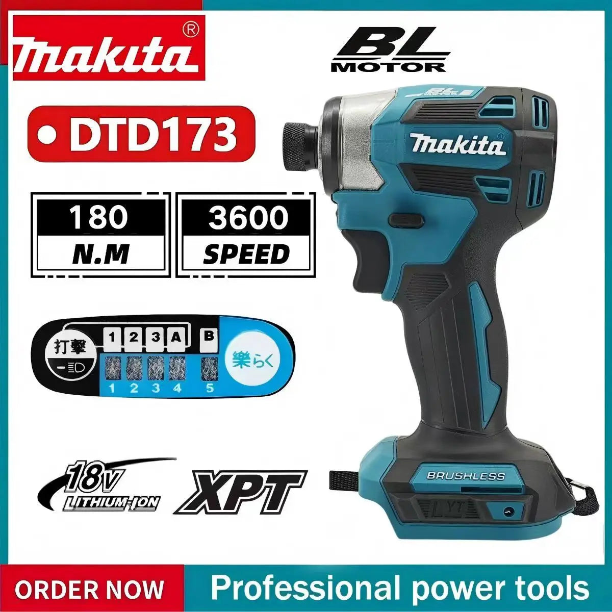 Makita DTD173 1800RPM 180Nm Cordless Impact Driver 180Nm Brushless Motor Electric Drill Wood Bolt T Mode For Makita Battery