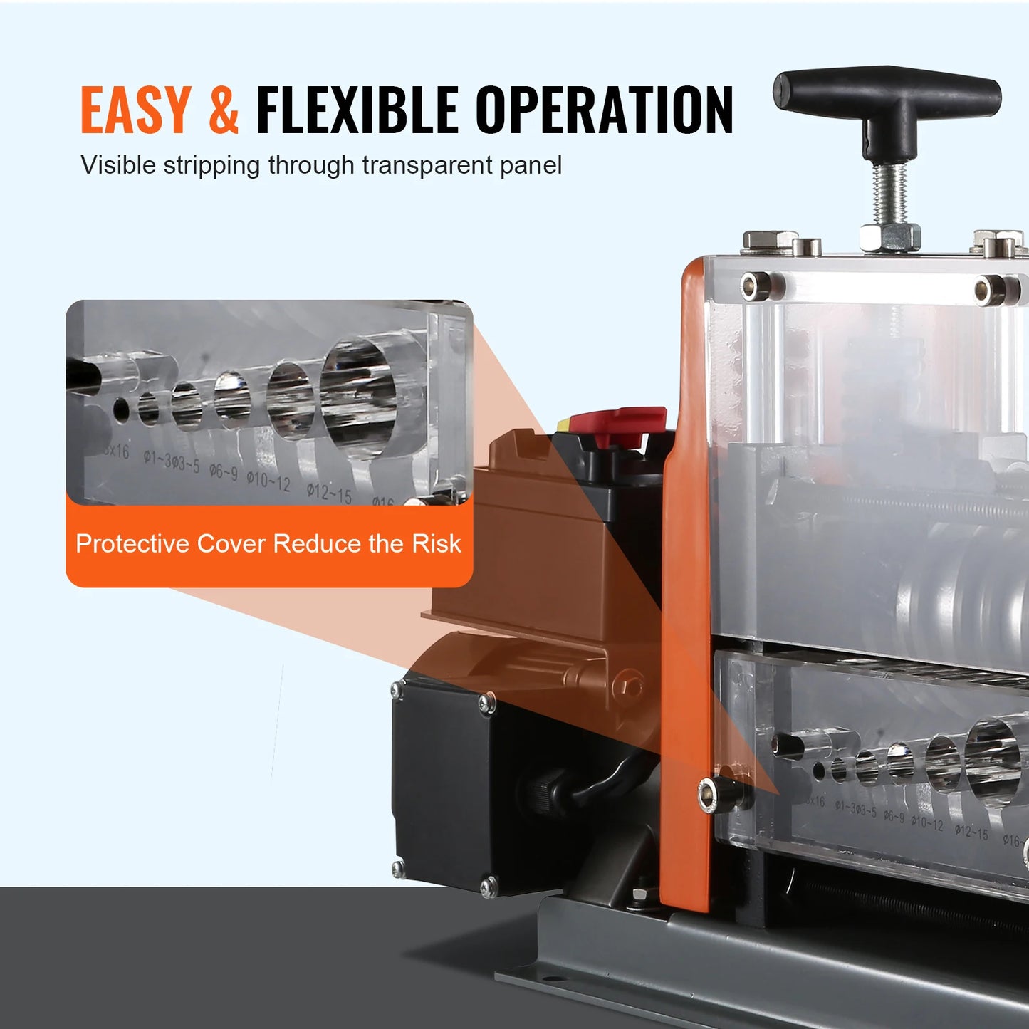 SucceBuy Electric Wire Stripping Machine 60W 1.5-25mm Visible Stripping Depth 6 Round+1 Flat Channels for Scrap Copper Recycling